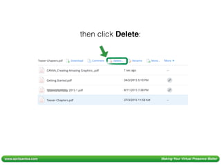 www.aprilsantos.com Making Your Virtual Presence Matter
then click Delete:
 