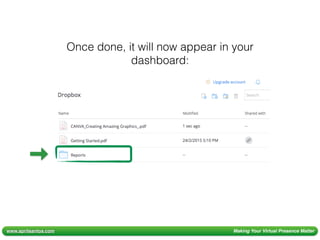www.aprilsantos.com Making Your Virtual Presence Matter
Once done, it will now appear in your
dashboard:
 