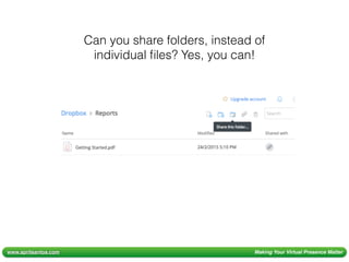 www.aprilsantos.com Making Your Virtual Presence Matter
Can you share folders, instead of
individual ﬁles? Yes, you can!
 