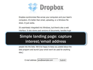 Simple landing page: capture interest/email address 