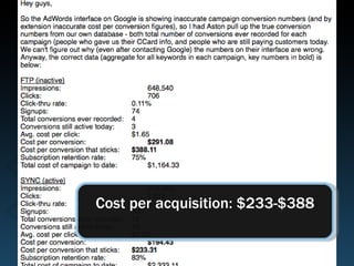 Cost per acquisition: $233-$388 