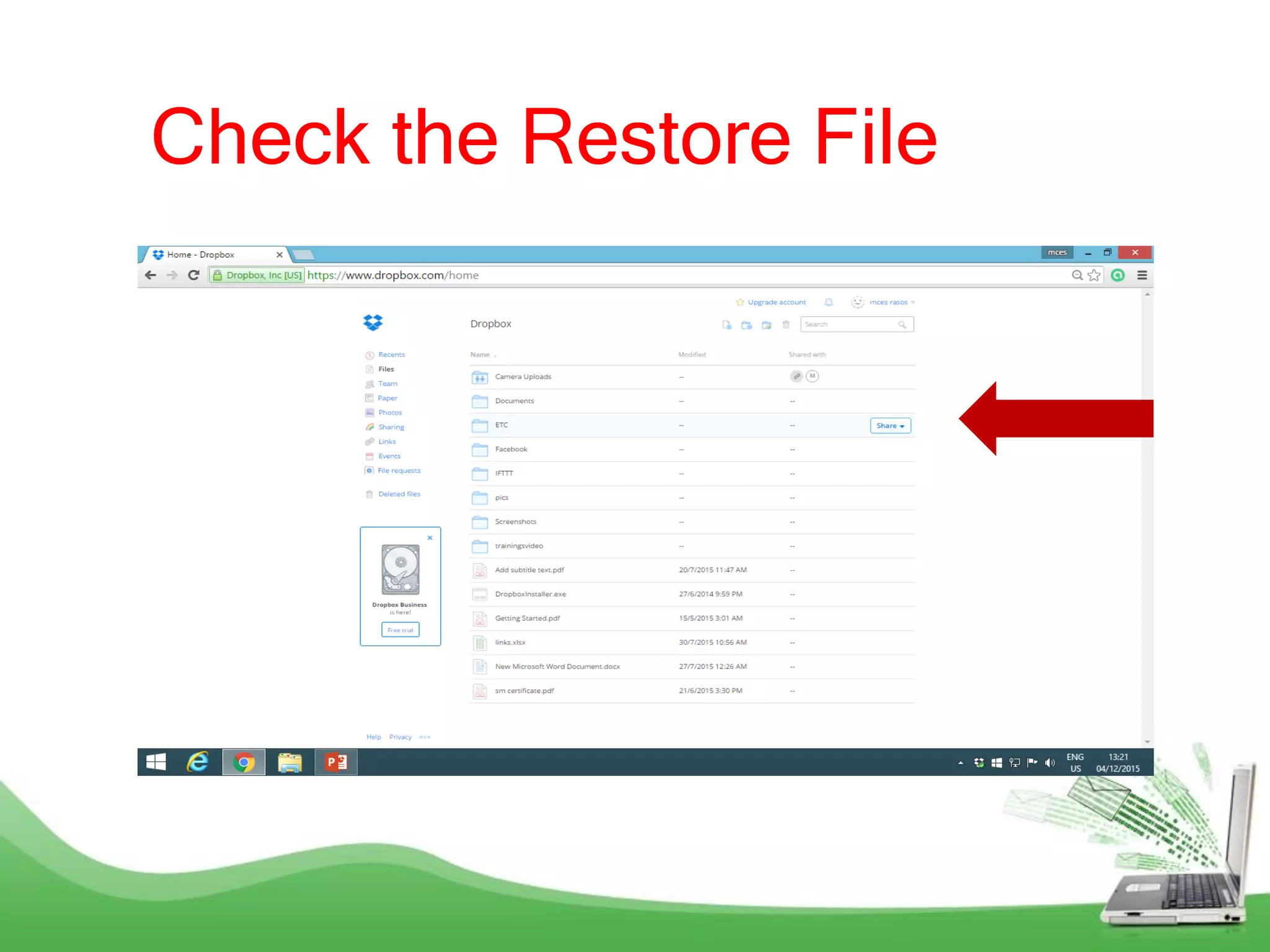 Check the Restore File
 