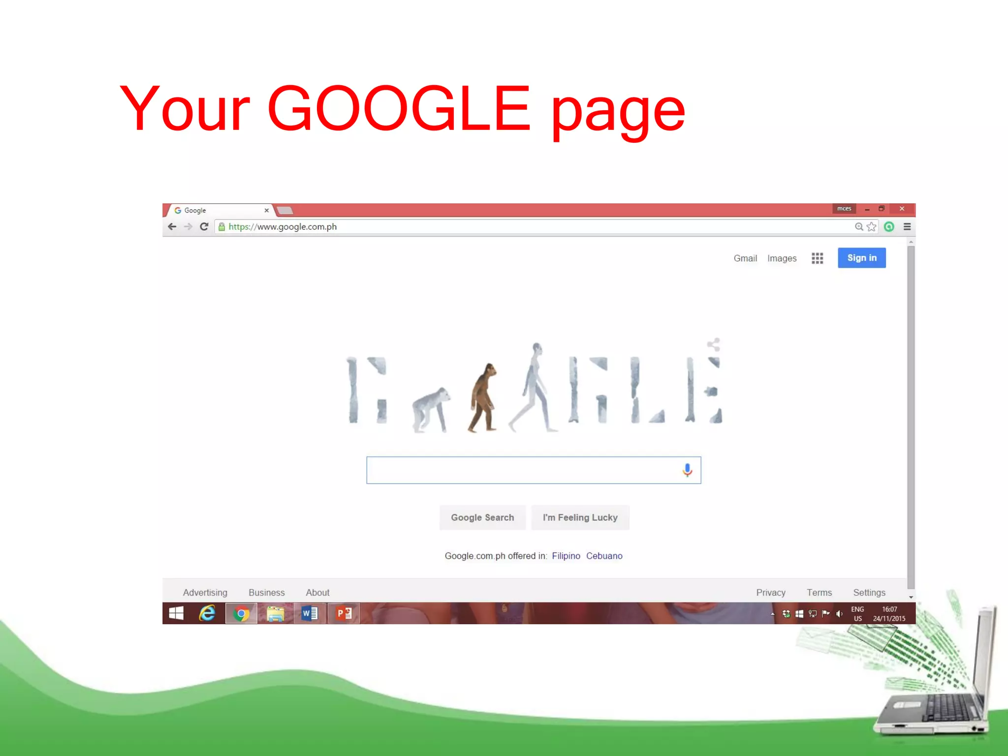 Your GOOGLE page
 