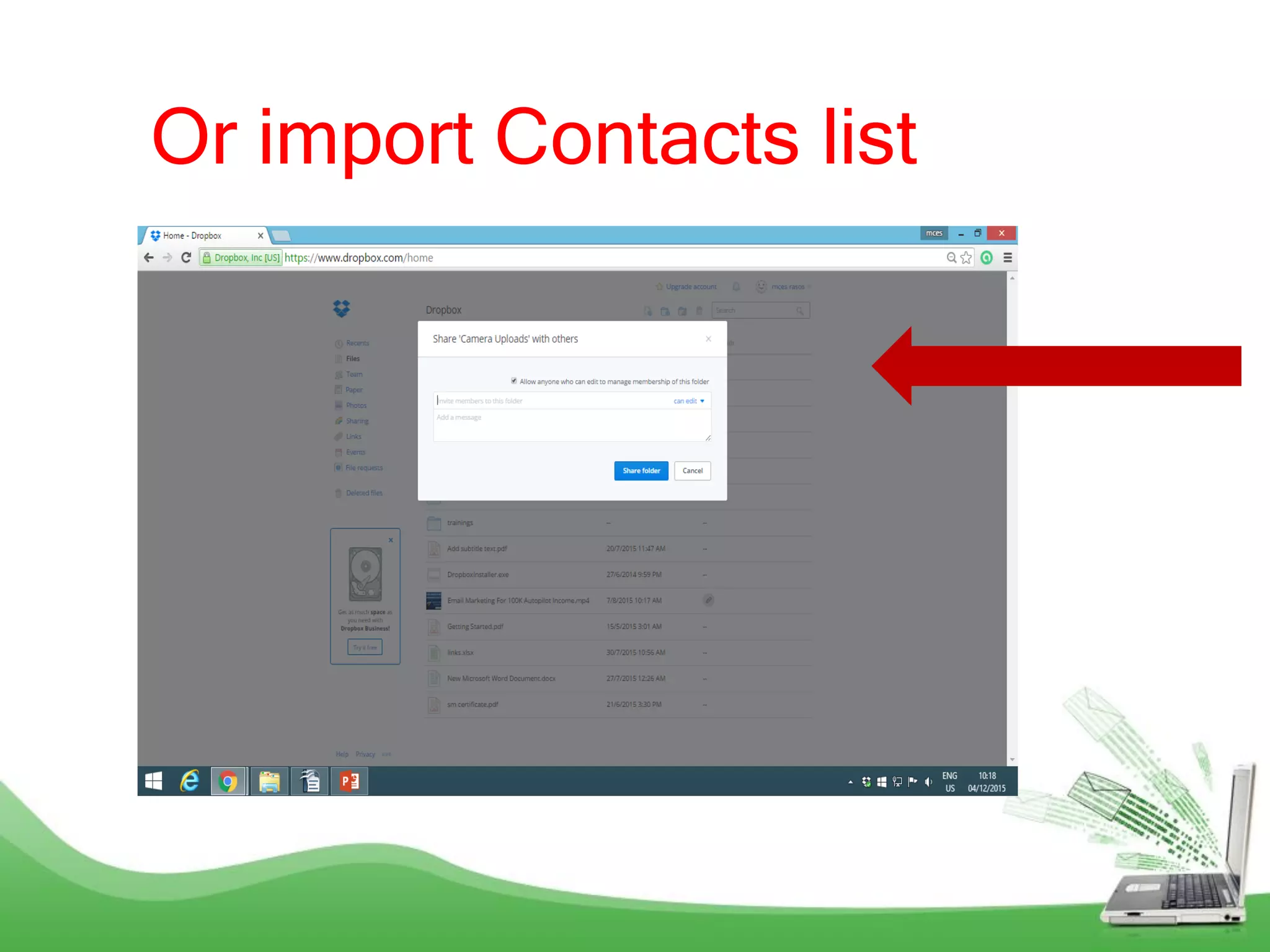Or import Contacts list
 