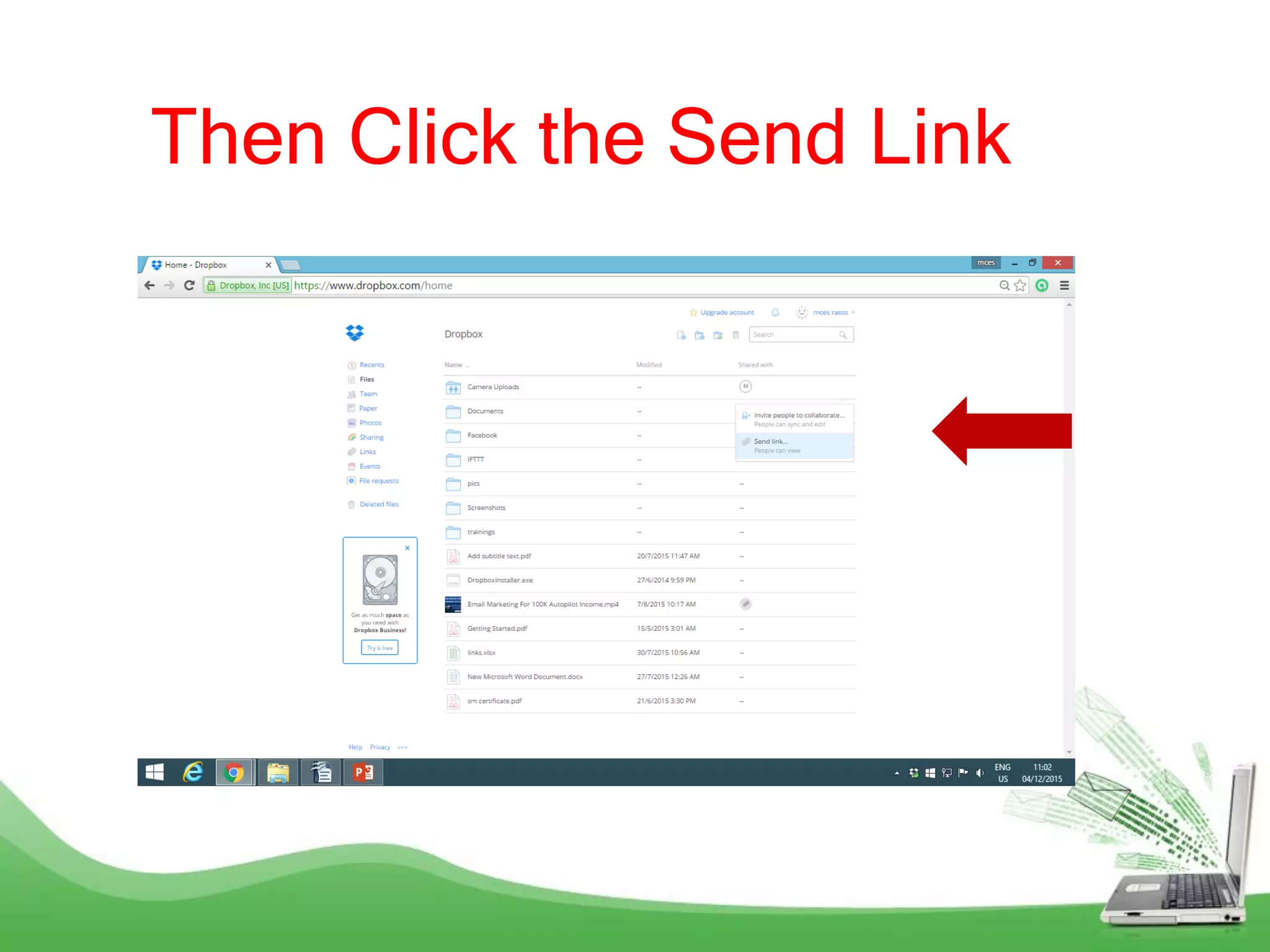 Then Click the Send Link
 