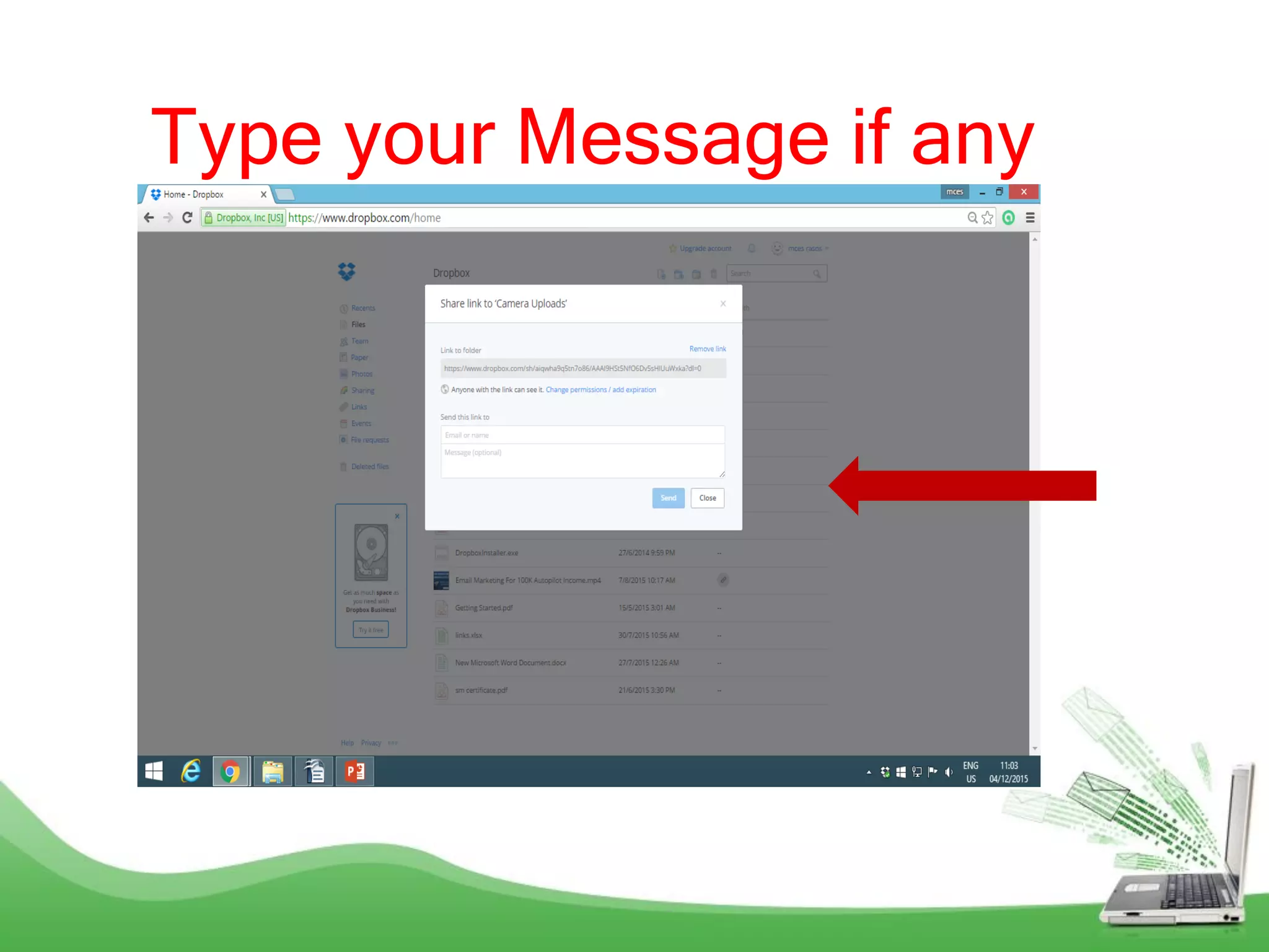 Type your Message if any
 