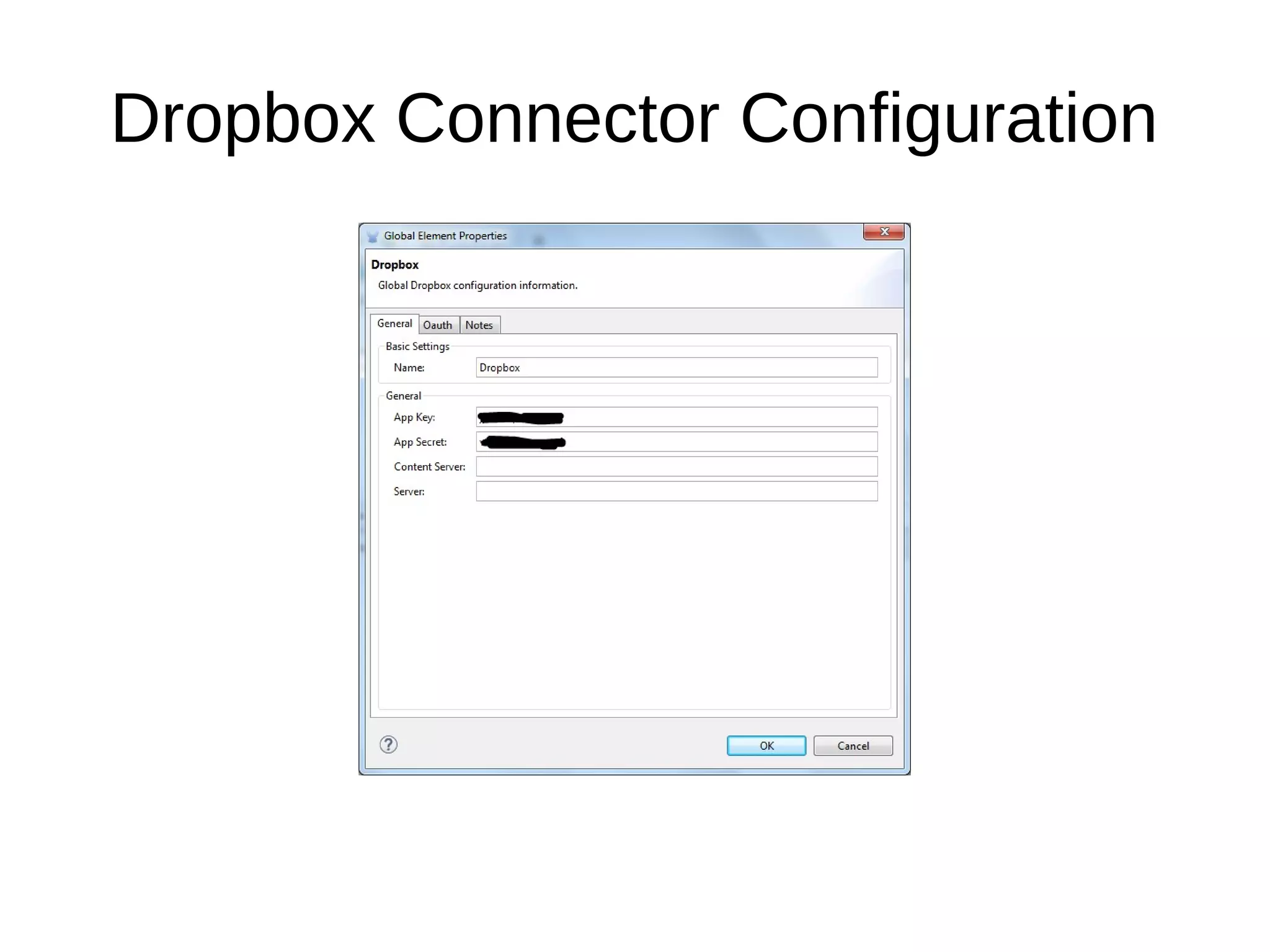 Dropbox Connector Configuration
 