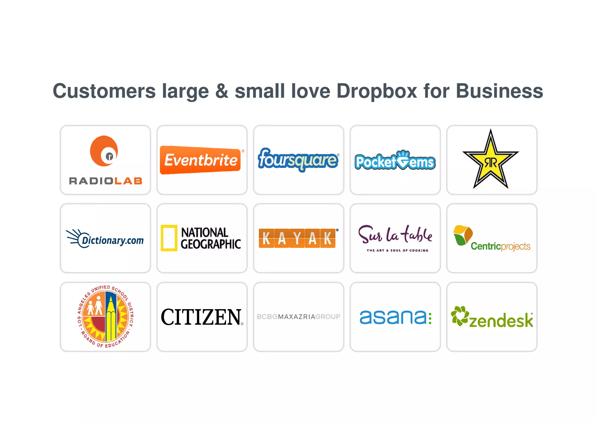 Customers large & small love Dropbox for Business 
 