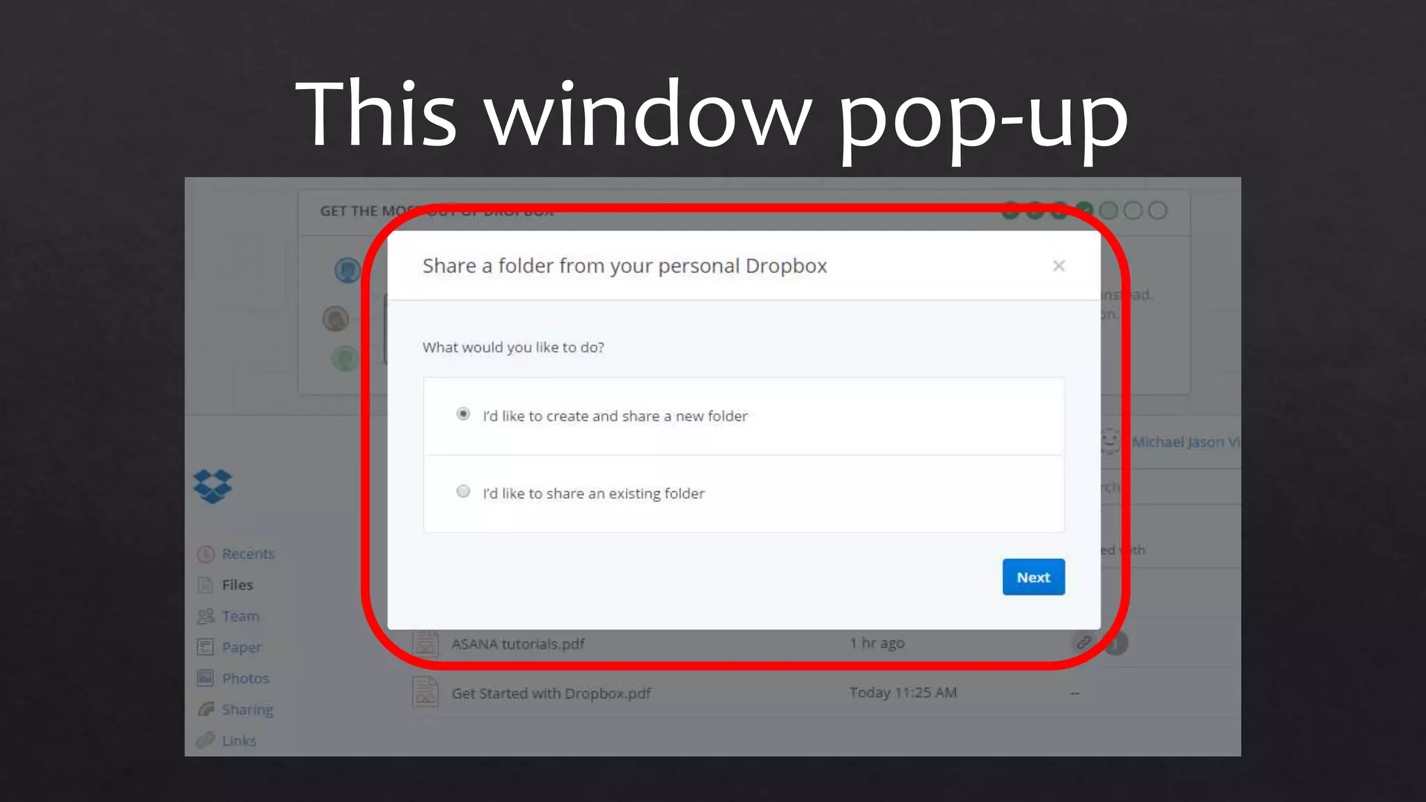 This window pop-up
 