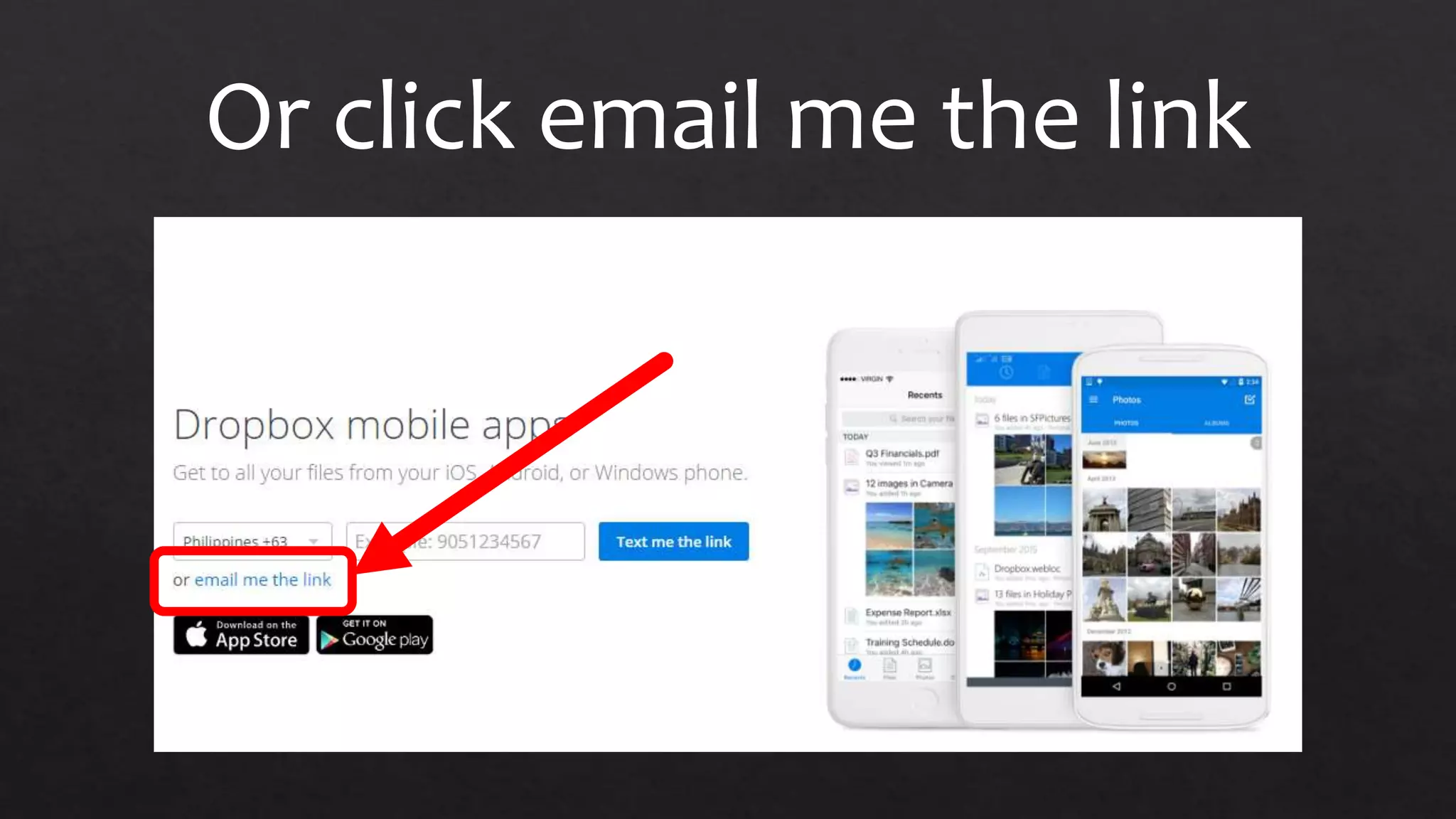 Or click email me the link
 