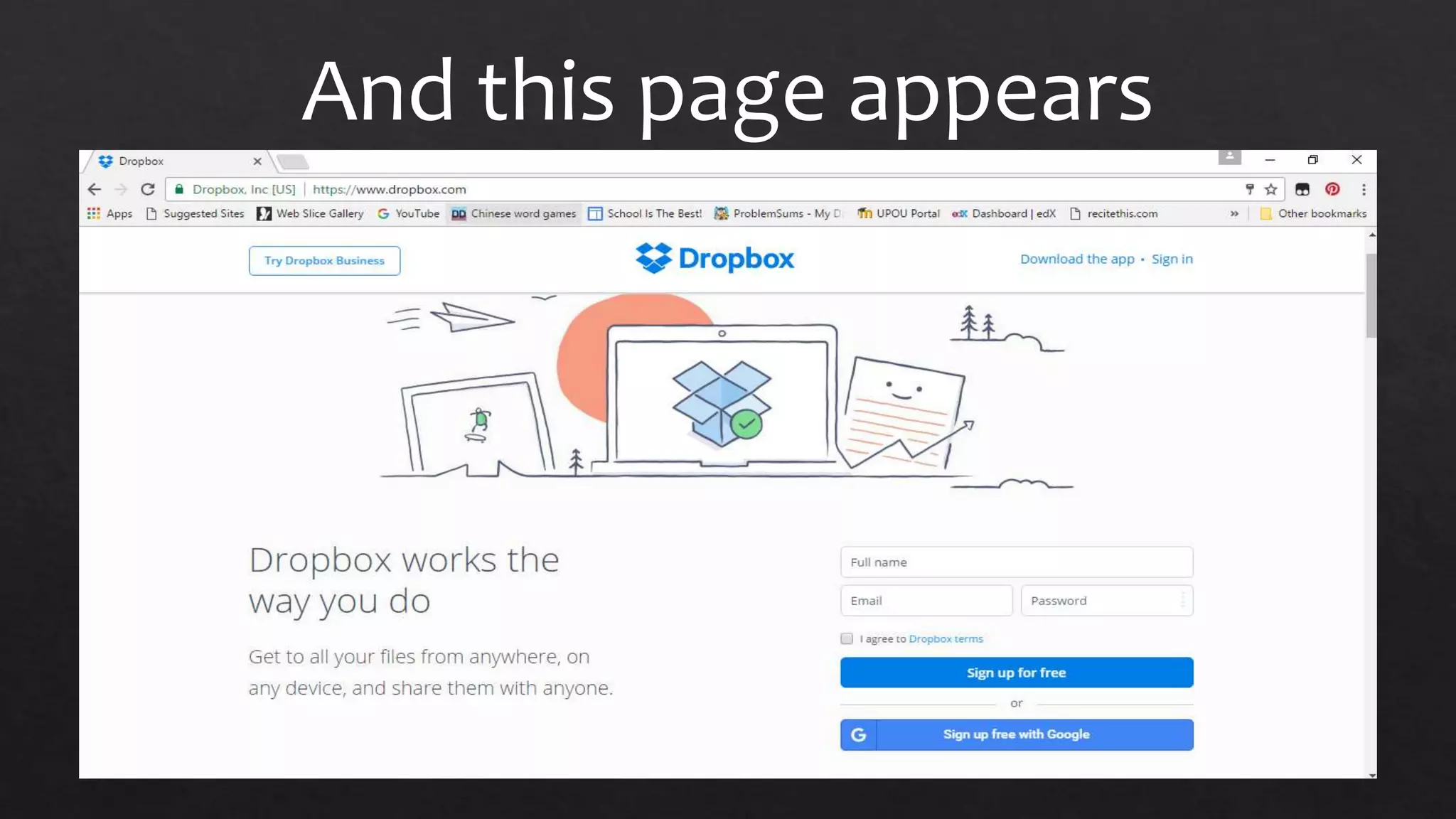 And this page appears
 