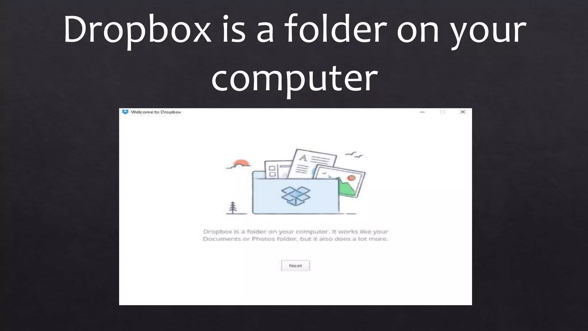 Dropbox is a folder on your
computer
 