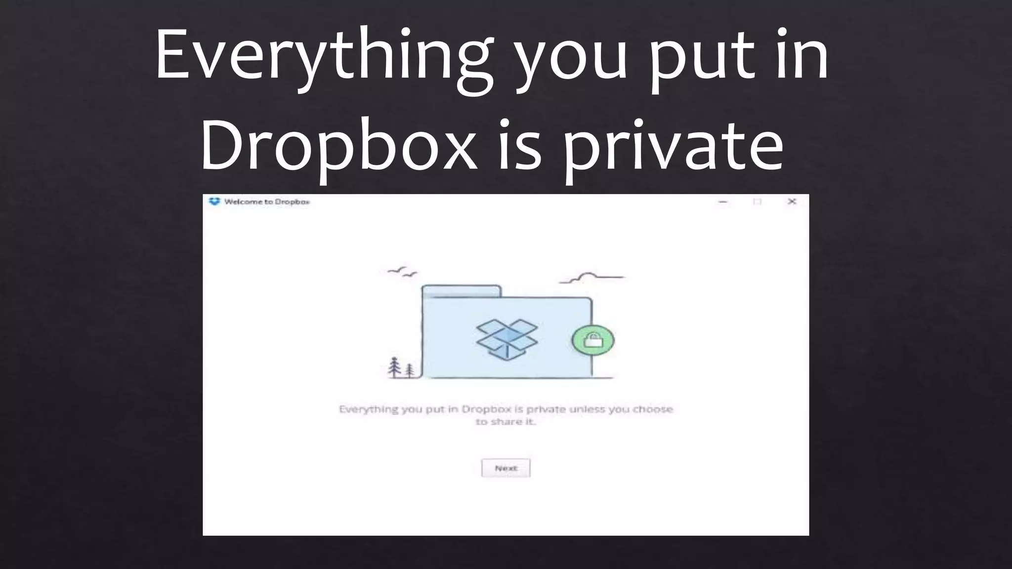 Everything you put in
Dropbox is private
 