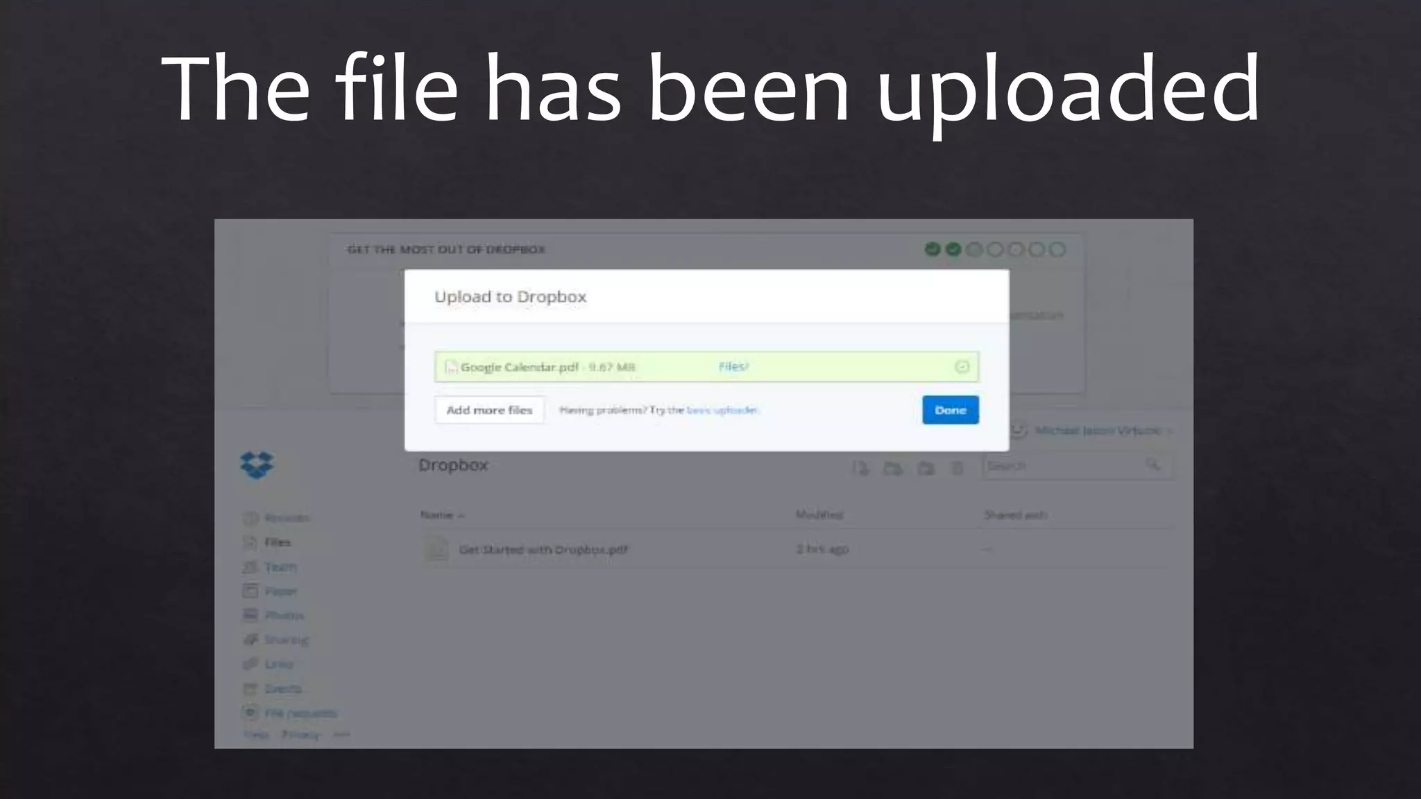 The file has been uploaded
 