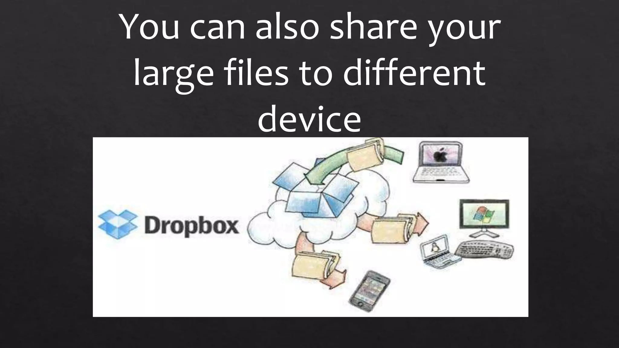 You can also share your
large files to different
device
 