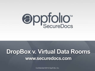DropBox v. Virtual Data Rooms
www.securedocs.com
Confidential ©2012 AppFolio, Inc.

 