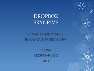 DROPBOX
SKYDRIVE
ROXANA FABRA YANEZ
ELIANA GUTIERREZ ISIDRO
CENSA
SECRETARIADO
2014
 