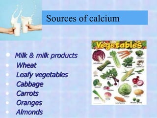 Sources of calcium
 