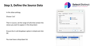 How to Create Drop Down Lists in Excel, step by step | PPTX
