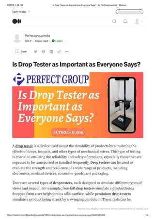 Drop tester | Perfectgroupindia 