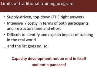 Overview of Capacity Development (CapDev) in the CRP on Humidtropics—A discussion on CapDev needs and how CapDev can support the ECA Flagship work