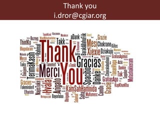 Overview of Capacity Development (CapDev) in the CRP on Humidtropics—A discussion on CapDev needs and how CapDev can support the ECA Flagship work