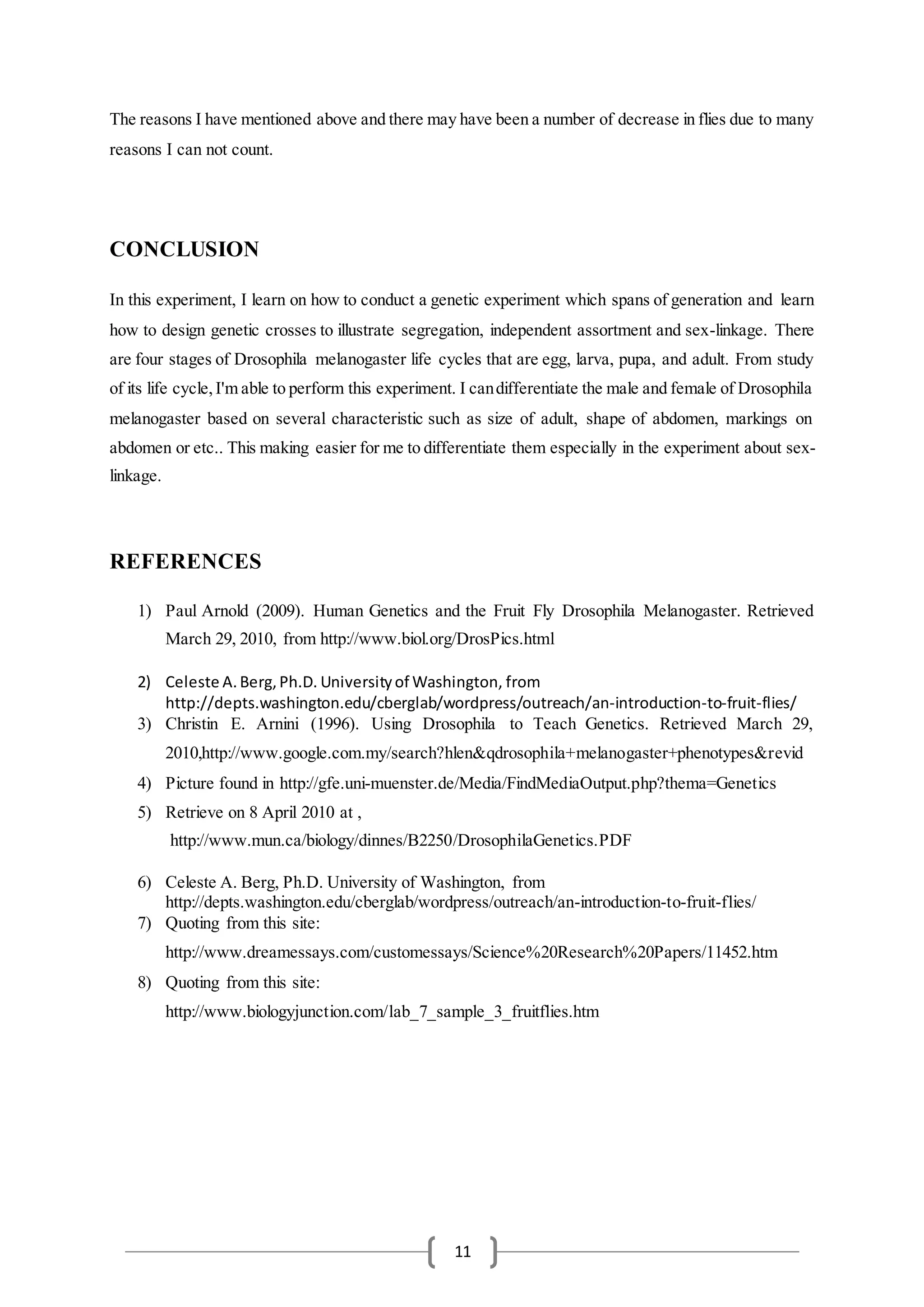 Drosophila Laboratory Report 1 PDF