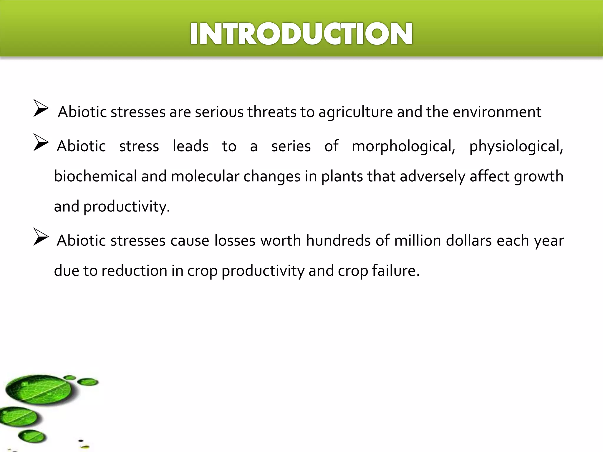Abiotic stress responses in plants with special reference to drought | PPTX