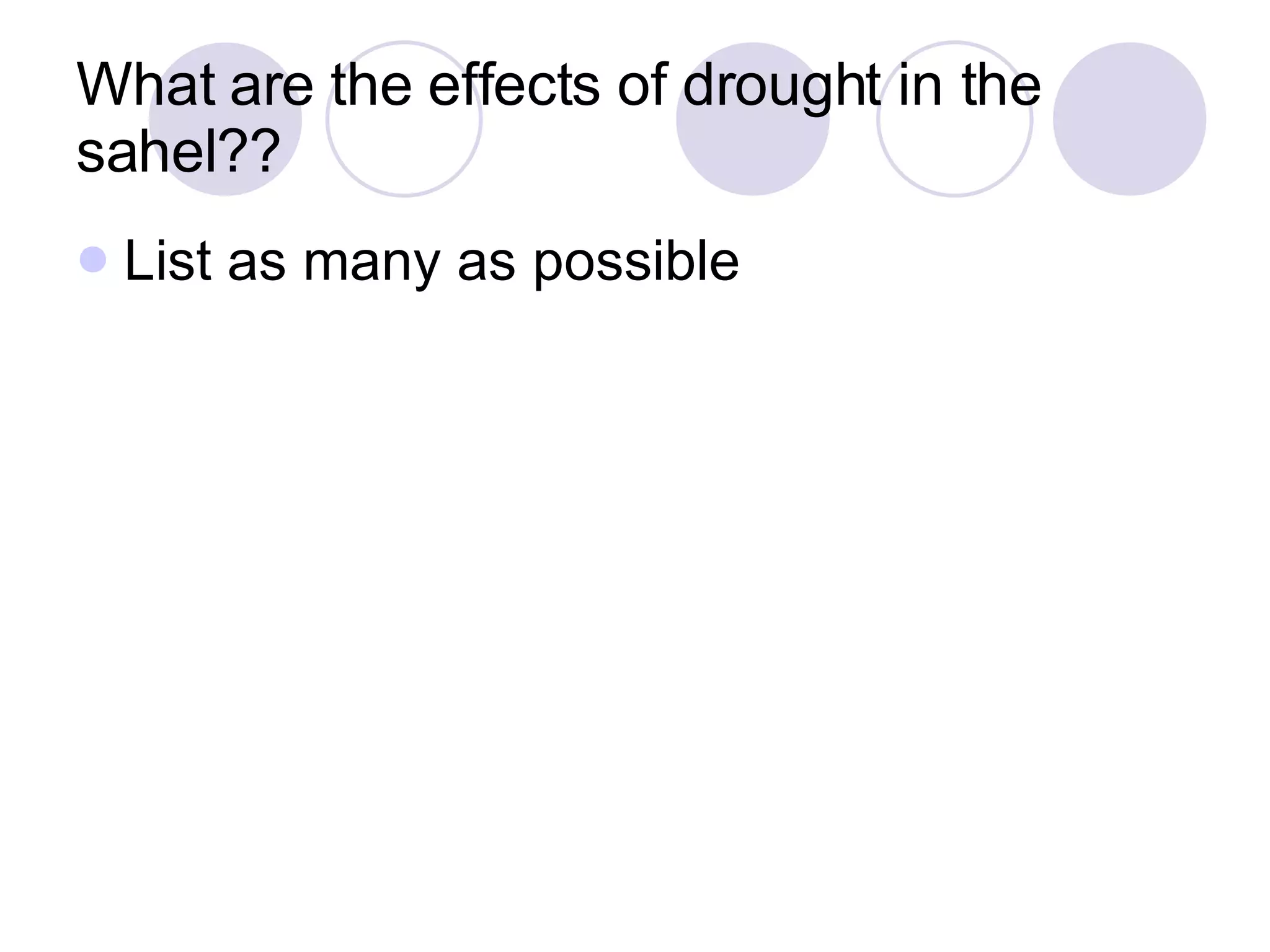What are the effects of drought in the sahel?? List as many as possible 