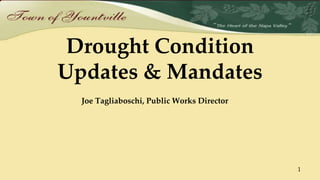 Drought Condition
Updates & Mandates
Joe Tagliaboschi, Public Works Director
1
 