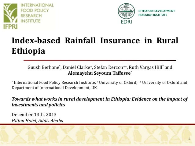 Index‐based Rainfall Insurance in Rural Ethiopia