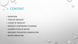 Drought management and water harvesting | PPTX