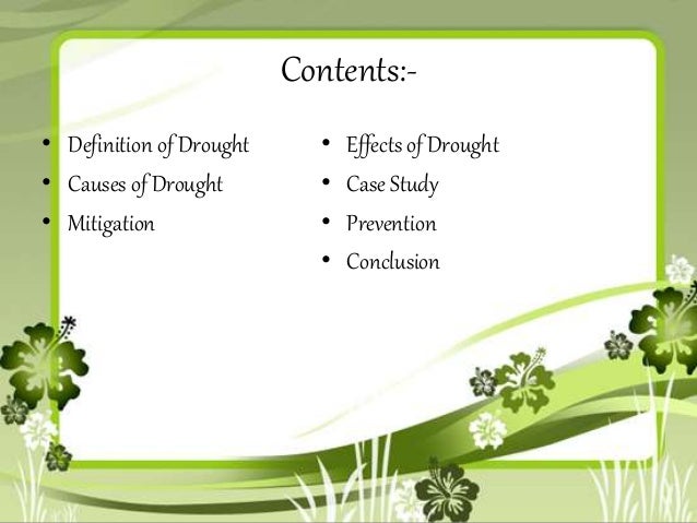Precautions of drought in points
