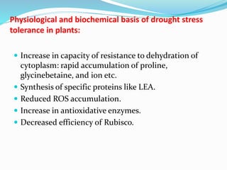 Drought stress and tolerance mechanisms in crops | PPTX