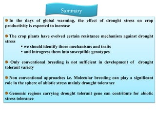 Drought stress Effects and Breeding Strategies | PPTX