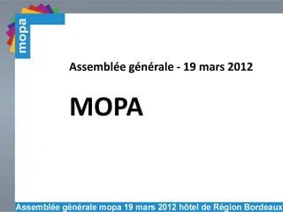 Assemblée générale - 19 mars 2012


MOPA
 