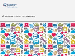 QUELQUES EXEMPLES DE CAMPAGNES




©2012 Experian Limited. All rights reserved. Experian and the marks used herein are service marks or registered trademarks of Experian Limited.
 Other products and company names mentioned may be the trademarks of their respective owners. No part of this copyrighted work may be reproduced, modified, or distributed in any form or manner without prior written permission of Experian Limited.
 Experian Public.
 