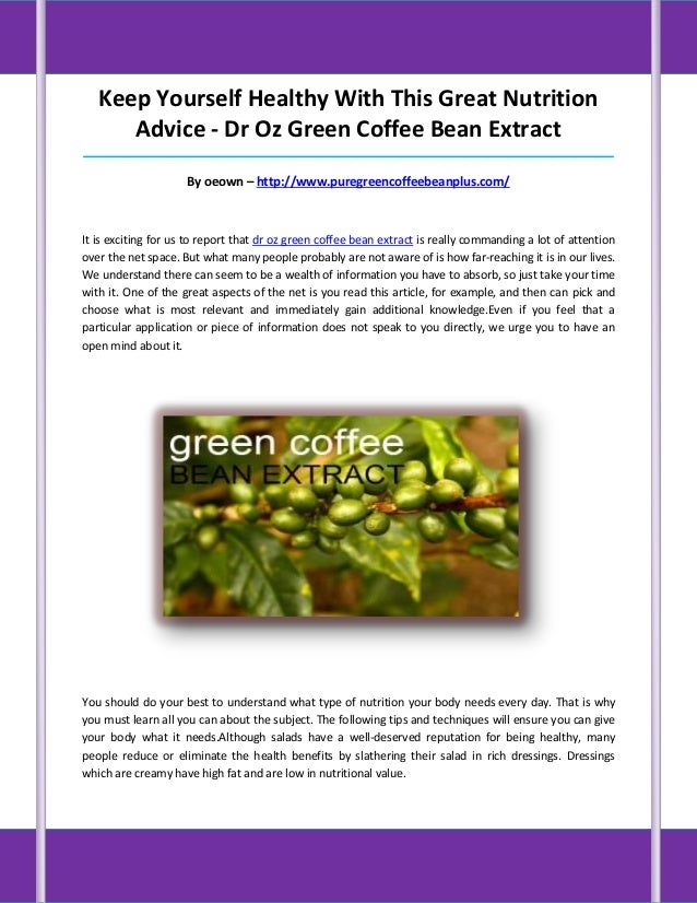 Dr oz green coffee bean extract