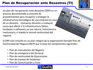 Continuidad de TI - Estrategias de Disaster Recovery | PPTX