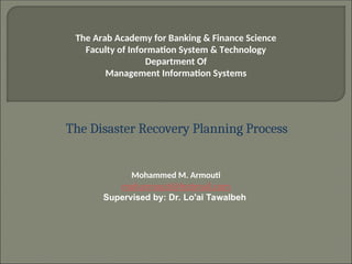The Disaster Recovery Planning Process .ppt