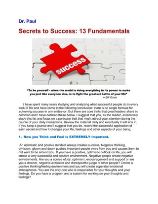 Dr. Paul Secrets to Success: 13 Fundamentals | PDF