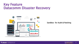 Key Feature
Datacomm Disaster Recovery
8
Sandbox for Audit & Patching
 