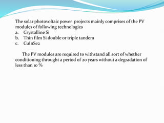PERFORMANCE AND RELIABILITY EVALUATION OF PV MODULES | PPTX