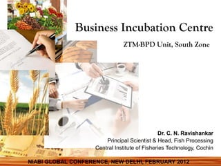 Business Incubation Centre
                               ZTM-BPD Unit, South Zone




                                               Dr. C. N. Ravishankar
                        Principal Scientist & Head, Fish Processing
                    Central Institute of Fisheries Technology, Cochin

NIABI GLOBAL CONFERENCE, NEW DELHI, FEBRUARY 2012
 