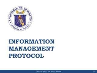 DEPARTMENT OF EDUCATION
INFORMATION
MANAGEMENT
PROTOCOL
35
 