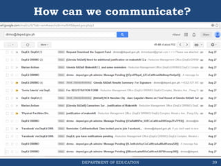 DEPARTMENT OF EDUCATION 39
How can we communicate?
 