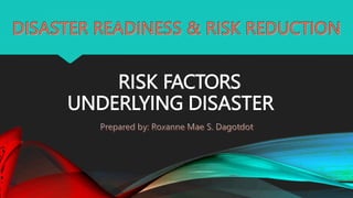 RISK FACTORS
UNDERLYING DISASTER
 