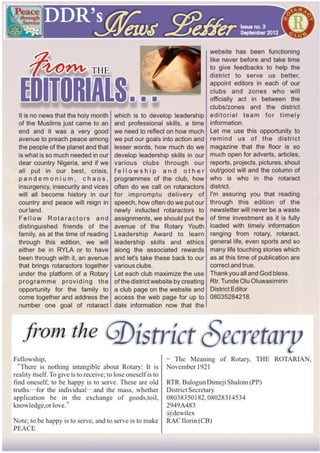 Rotaract District 9125 Nigeria Monthly Newsletter for September 2012