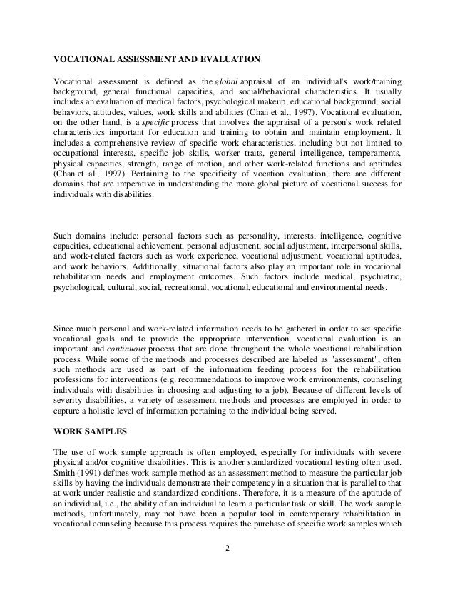 Drs 255 skills in vocational assessment