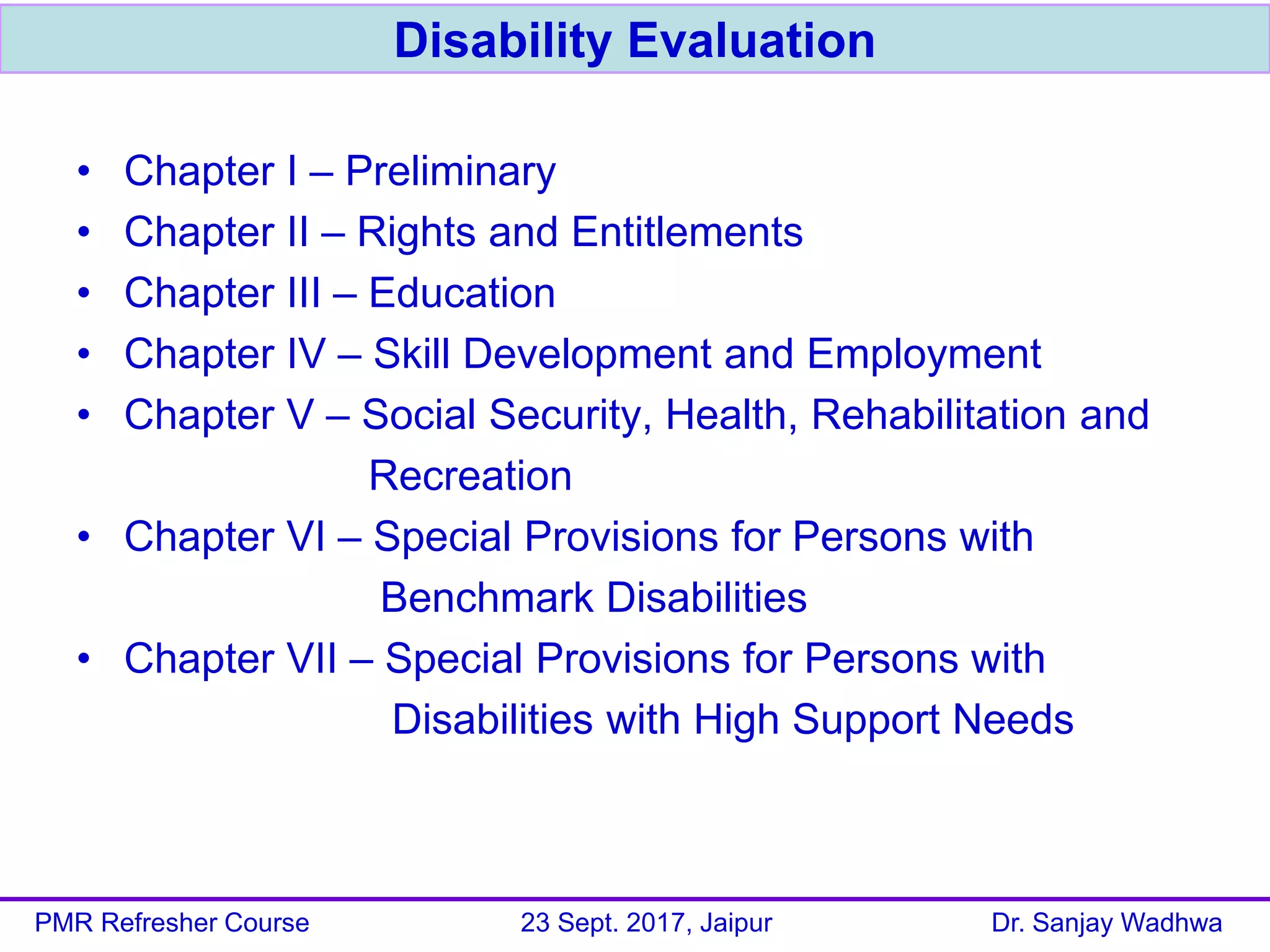 Disability Evaluation - Dr Sanjay Wadhwa | PDF